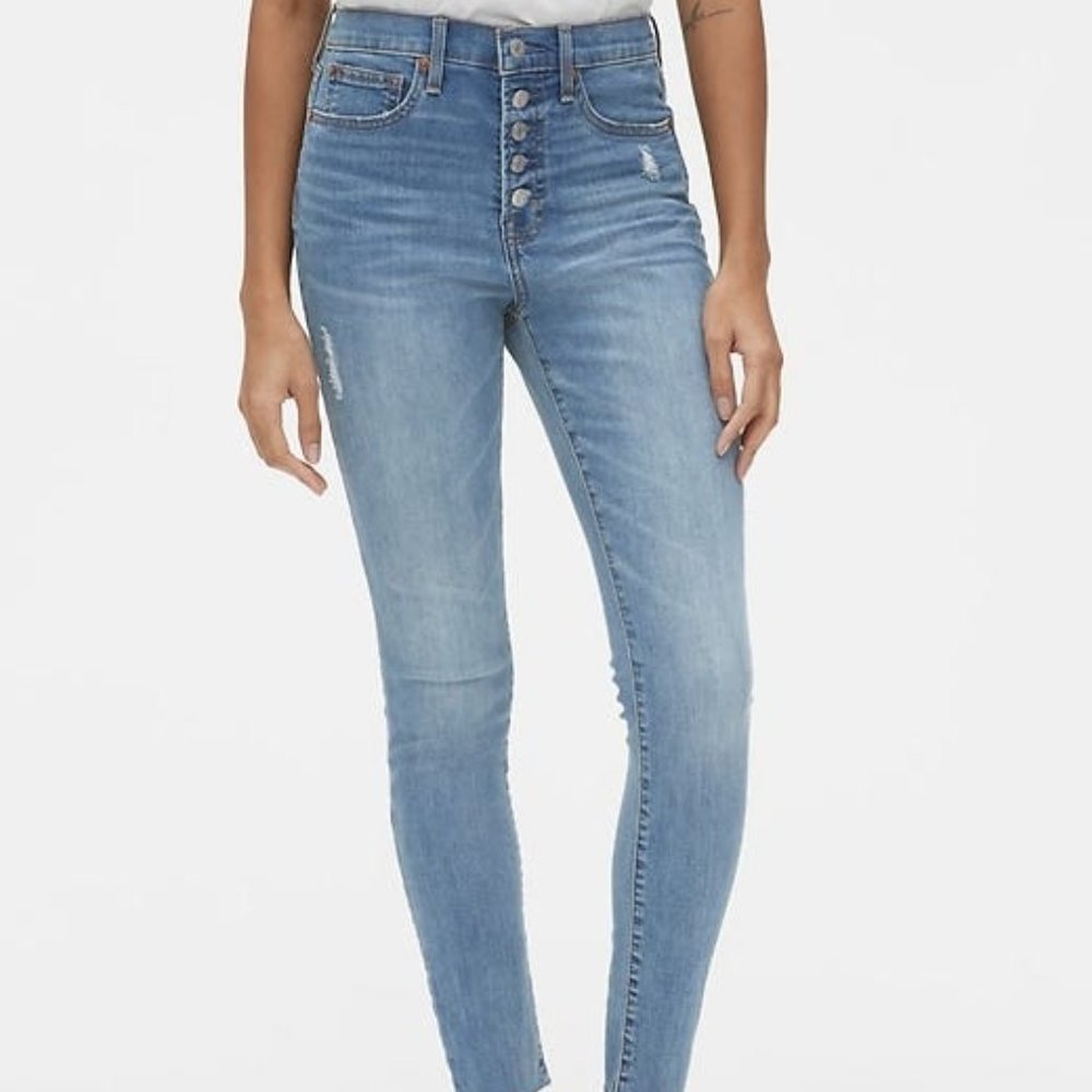 GAP denim true skinny high rise jeans Light Indigo W/ button fly Size 26